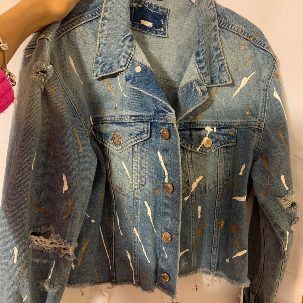 Cropped jean jacket. (S/M) WORN ONCE